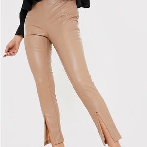 Camel Faux Leather Leggings